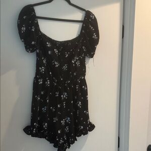 Iris Black Floral Romper